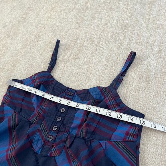 Hurley Cotton Plaid Camisole Summer Blouse Top S - Picture 6 of 9